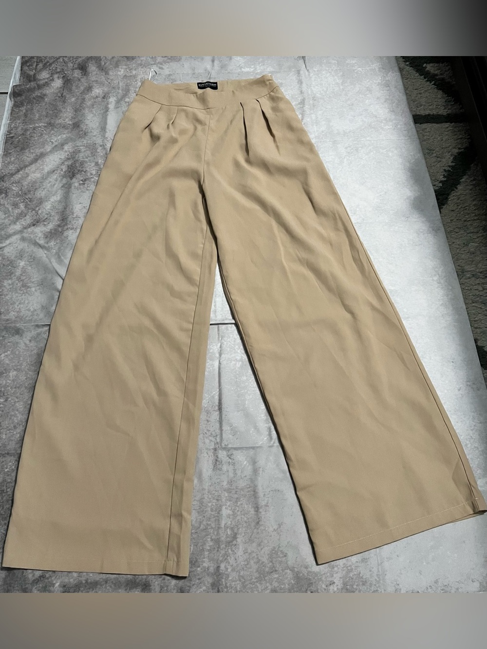 Kittenish Beige High-Rise Wide Leg Trousers